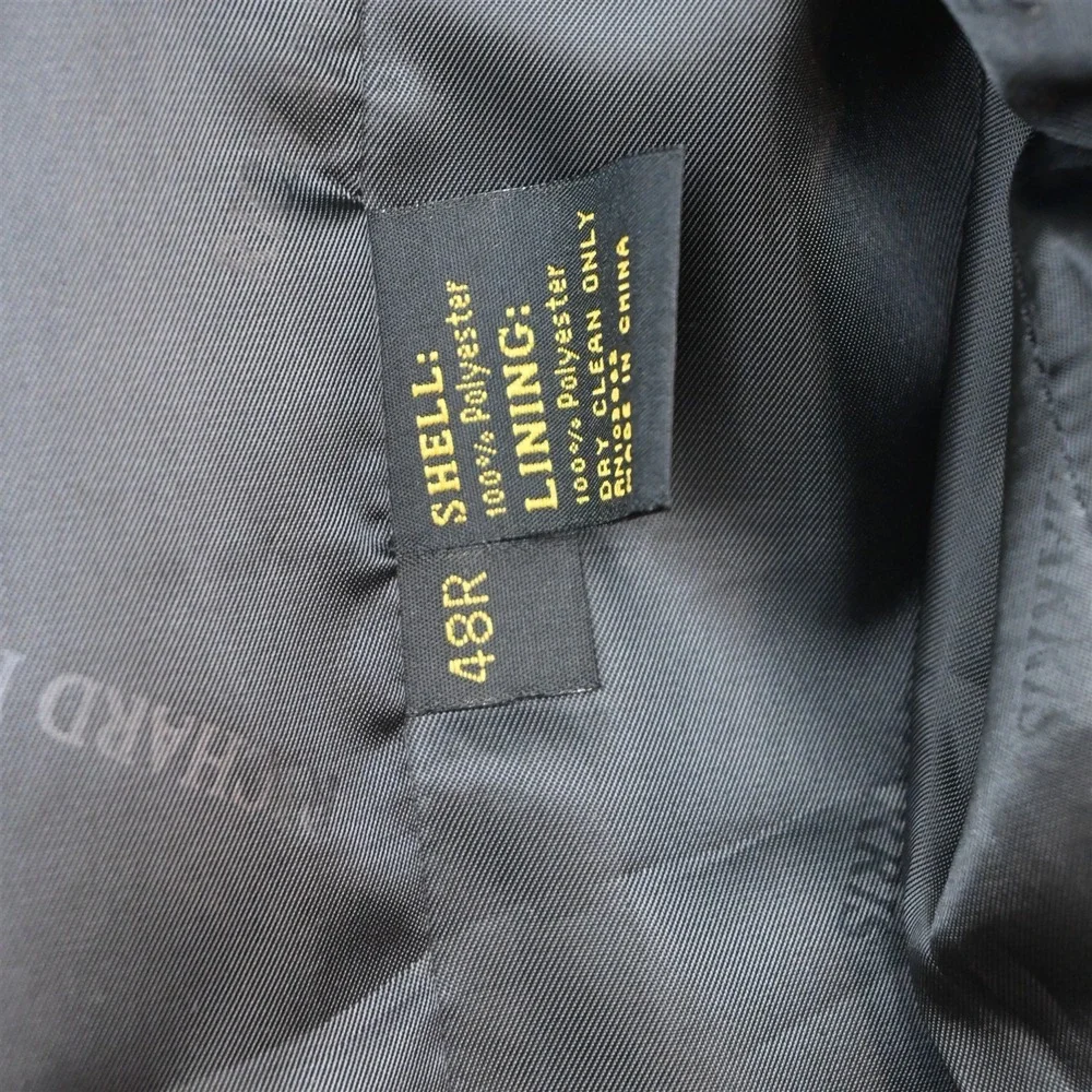 NEW Deadstock Vtg Y2K 2000s Boxy 48R 40x28 Black Striped Mens Jacket Pants Suit